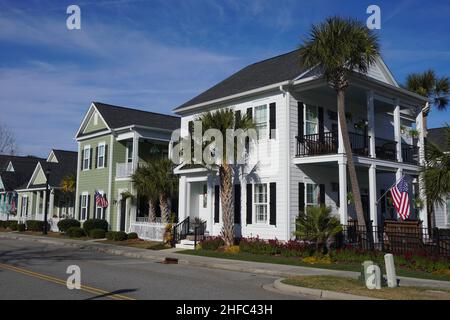 StreetView di case in un quartiere suburbano in Carolina del Sud Foto Stock