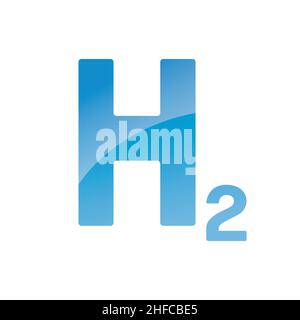 L'icona della stazione di rifornimento della pompa di gas Hydrogen H2 è isolata su sfondo bianco. H2 segnale della stazione. Illustrazione vettoriale. File vettoriale EPS 10. Illustrazione Vettoriale