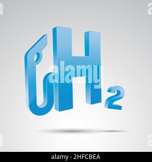 3D rifornimento di idrogeno H2 icona della stazione di pompaggio del gas. H2 segnale della stazione. Illustrazione vettoriale. File vettoriale EPS 10. Illustrazione Vettoriale