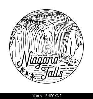 Modello di design Niagara Falls. Vettore e illustrazione. Illustrazione Vettoriale