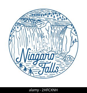 Modello di design Niagara Falls. Vettore e illustrazione. Illustrazione Vettoriale