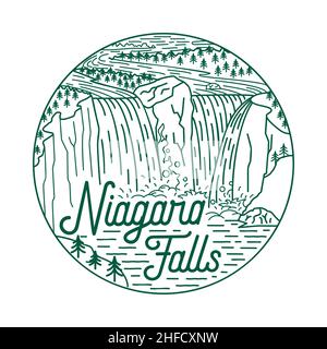 Modello di design Niagara Falls. Vettore e illustrazione. Illustrazione Vettoriale