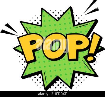 Suono pop in fumetto isolato su bianco Illustrazione Vettoriale