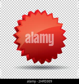 Promo vendita badge o starburst sticker 3D icona, logo isolato su sfondo trasparente controllato, spazio copia per testo singolo. Illustrazione vettoriale Illustrazione Vettoriale