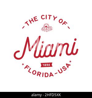 Logo Miami. Modello vettoriale Miami Florida. Vettore e illustrazione. Illustrazione Vettoriale