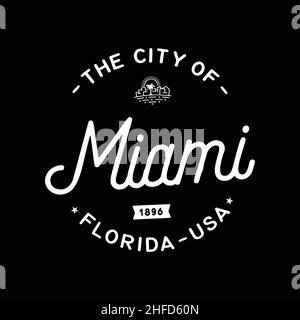 Logo Miami. Modello vettoriale Miami Florida. Vettore e illustrazione. Illustrazione Vettoriale