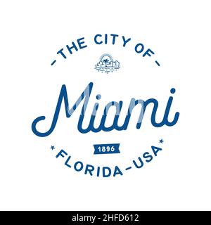 Logo Miami. Modello vettoriale Miami Florida. Vettore e illustrazione. Illustrazione Vettoriale