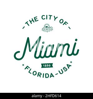 Logo Miami. Modello vettoriale Miami Florida. Vettore e illustrazione. Illustrazione Vettoriale