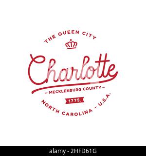 Logo Charlotte. La Queen City. Vettore e illustrazione. Illustrazione Vettoriale