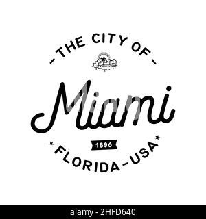 Logo Miami. Modello vettoriale Miami Florida. Vettore e illustrazione. Illustrazione Vettoriale