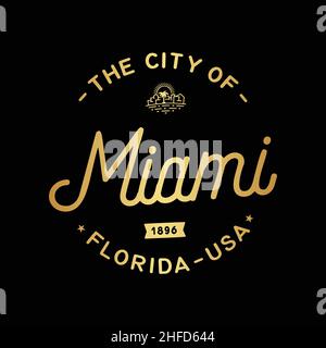 Logo Miami. Modello vettoriale Miami Florida. Vettore e illustrazione. Illustrazione Vettoriale