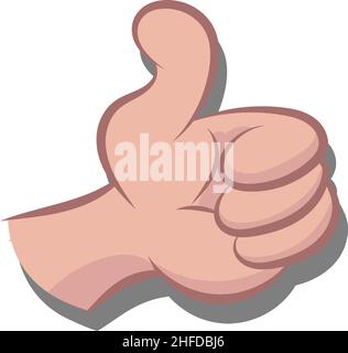 Stile Cartoon Thumbs Up Emoji icona Illustrazione. Gesto come Vector Symbol Emoticon Design in vettore cartoon trendy. Isolato su sfondo bianco Illustrazione Vettoriale