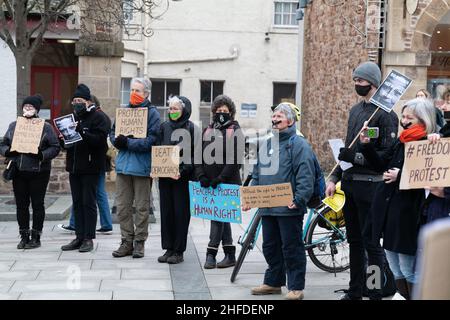 INVERNESS, HIGHLAND, REGNO UNITO. 15th Jan 2022. Questo è il Kill The Bill protesta - polizia, crimine, condanna e tribunali (PCSC) Bill a Inverness, Highland, Scozia il 15 gennaio 2022. Credit: JASPERIMAGE/Alamy Live News Foto Stock