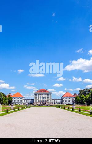 parco nel castello di nymphenburg, monaco Foto Stock