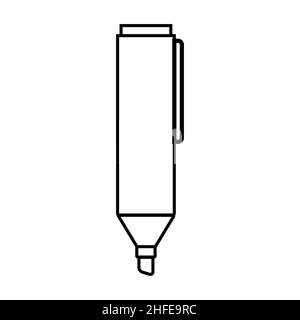 marcatore per disegnare un vettore isolato con contorno nero in stile piatto Illustrazione Vettoriale