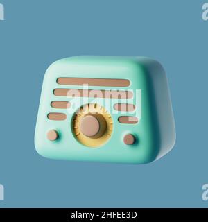 Semplice illustrazione del rendering dell'icona della radio 3D. Foto Stock