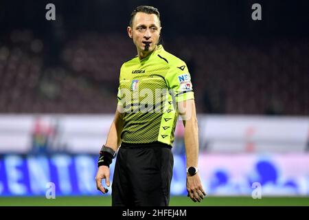 Salerno, Italia. 15th Jan 2022. L'arbitro Rosario Abisso reagisce durante la Serie Una partita di calcio tra la salernitana americana e la SS Lazio allo stadio Arechi di Salerno (Italia), 15th gennaio 2022. Foto Andrea Staccioli/Insidefoto Credit: Ininsidefoto srl/Alamy Live News Foto Stock