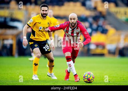 Il centrocampista di Southampton Nathan Redmond durante la partita di calcio della Premier League tra Wolverhampton Wanderers e Southampton il 15 gennaio 2022 a Molineux a Wolverhampton, Inghilterra - Foto: Manjit Narotra/DPPI/LiveMedia Foto Stock