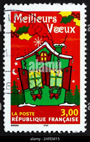 FRANCIA - CIRCA 1998: Un francobollo stampato in Francia mostra Casa, Natale, circa 1998 Foto Stock