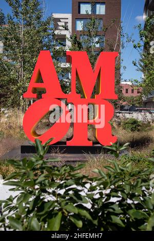 New York City, NY - 27 settembre 2019: Amor Artwork at the High Line Foto Stock