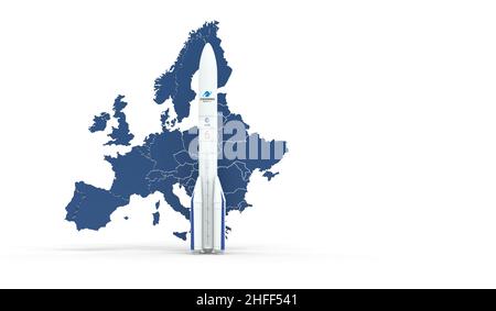 Razzo europeo ariane 6 primo lancio 2022 - 2023 - 3D rendering Foto Stock