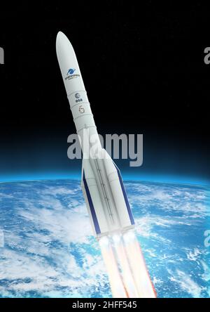 Razzo europeo ariane 6 primo lancio 2022 - 2023 - 3D rendering Foto Stock