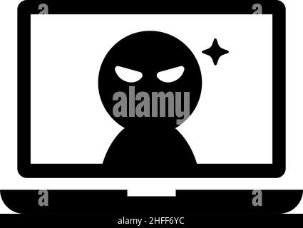 Immagine dell'icona vettoriale del computer (laptop) hacked Illustrazione Vettoriale