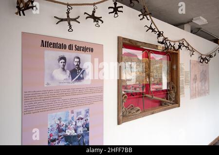 Primo museo della Guerra Mondiale a Passo Pordoi, Canazei, Trento, Trentino-Alto Adige, Italia Foto Stock