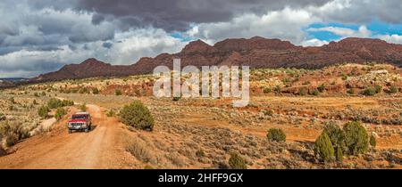 House Rock Valley Road (1065 strada), Coyote Buttes, Coyote Valley, al confine con Vermilion Cliffs National Monument, Arizona, Stati Uniti Foto Stock