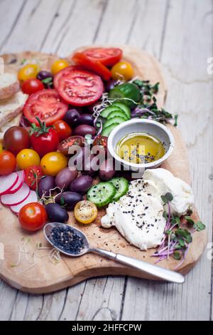 Sano spuntino vegetariano con mozzarella Foto Stock