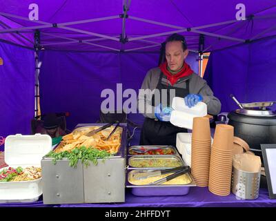 Mercato alimentare vegano Wolverton Milton Keynes UK Foto Stock