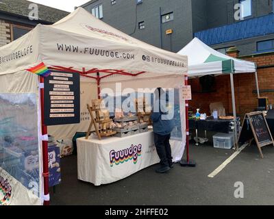 Mercato alimentare vegano Wolverton Milton Keynes UK Foto Stock