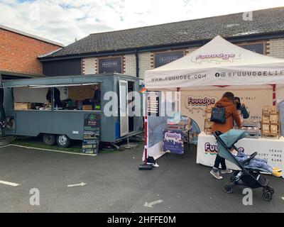 Mercato alimentare vegano Wolverton Milton Keynes UK Foto Stock