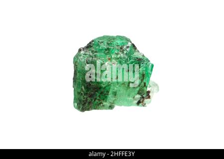 Closeup naturale smeraldo grezzo (verde beril) cristallo con mica inclusione Foto Stock