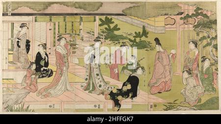 Wakana, parte 1 (Wakana, jo), dalla serie "Una parodia alla moda della tale di Genji (Furyu yatsushi Genji)", c.. 1789/94. Foto Stock