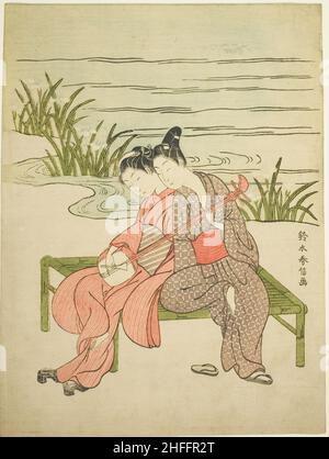 Gli amanti che giocano lo stesso Shamisen (parodia di Xuanzong e Yang Guifei), c.. 1767. Foto Stock