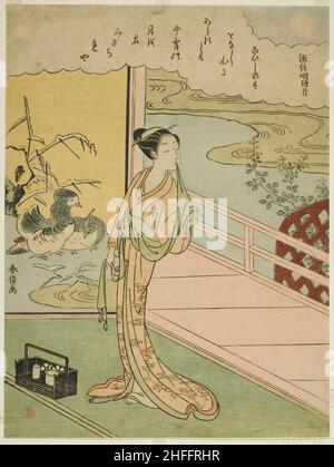 Poesia di Minamoto no Saneakira Ason, da una serie senza titolo di trentasei poeti immortali, c. 1767/68. Foto Stock