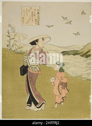 Il Jewel River of Plovers (Chidori no Tamagawa), da una serie senza titolo di sei Jewel Rivers, c. 1767. Foto Stock