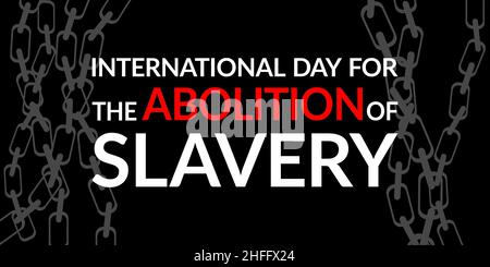Illustrazione della grafica vettoriale in stile piatto. Sfondo nero. Giornata Internazionale per l'abolizione della schiavitù. Illustrazione adatta per striscioni, fl Illustrazione Vettoriale
