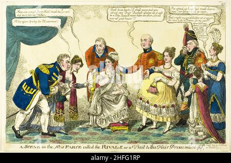 Una scena nella Nuova farsa chiamata Rivals, 1819. Foto Stock