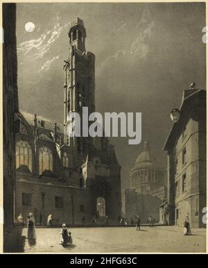 Saint Etienne du Mont e il Pantheon, Parigi, 1839. Foto Stock