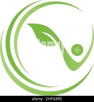Foglie pianta persona Gardener Naturopath Logo sfondo Illustrazione Vettoriale