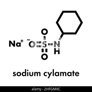 Il ciclamato di sodio dolcificante artificiale molecola. Formula di scheletro. Illustrazione Vettoriale