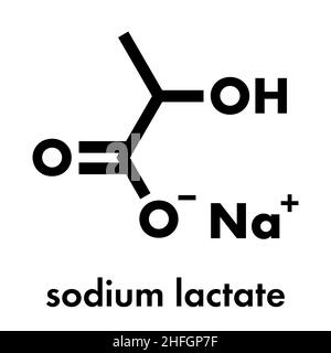 Lattato di sodio, struttura chimica. Formula di scheletro. Illustrazione Vettoriale