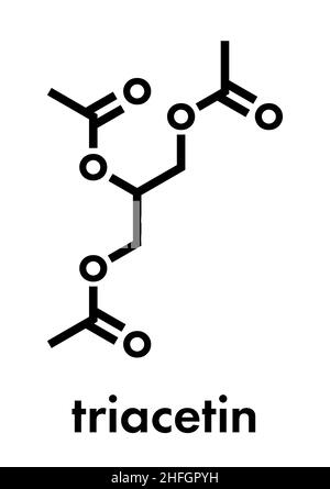 La triacetina (triacetato di glicerina molecola). Formula di scheletro. Illustrazione Vettoriale