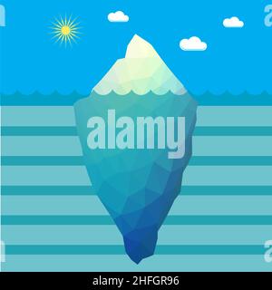 Astratto geometrico basso Poly Iceberg su acqua sfondo. Vista subacquea Foto Stock