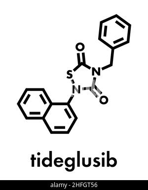 Tideglusib molecola di farmaco (inibitore di GSK-3). Formula di scheletro. Illustrazione Vettoriale