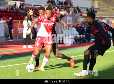 Monaco, Monaco. 16th Jan 2022. Monaco, Monte Carlo - 16 gennaio 2022: AS Monaco - Clermont piede 63 (J21, L1) con Gelson Martins e altri. Fussball, Calcio, Ligue 1. Mandoga Media Germania Credit: dpa/Alamy Live News Foto Stock