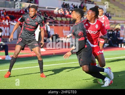 Monaco, Monaco. 16th Jan 2022. Monaco, Monte Carlo - 16 gennaio 2022: AS Monaco - Clermont piede 63 (J21, L1) con Gelson Martins e altri. Fussball, Calcio, Ligue 1. Mandoga Media Germania Credit: dpa/Alamy Live News Foto Stock