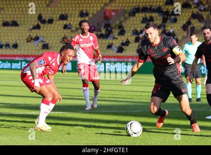 Monaco, Monaco. 16th Jan 2022. Monaco, Monte Carlo - 16 gennaio 2022: AS Monaco - Clermont piede 63 (J21, L1) con Gelson Martins e altri. Fussball, Calcio, Ligue 1. Mandoga Media Germania Credit: dpa/Alamy Live News Foto Stock